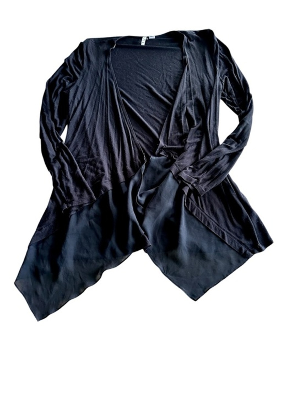 Elle Open Front Lightweight Long Sleeve Cardigan - Womens Medium - Black